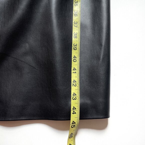 Teri Jon by Rickie Freeman Pleated Crepe Vegan Leather Dress Black Size 14 NWT - Picture 8 of 9